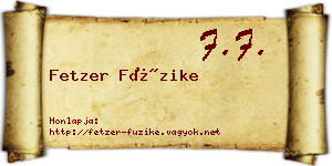 Fetzer Füzike névjegykártya